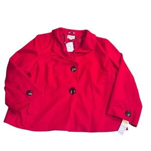 NWT Vintage Talbots Wool Notched Collar Red 2 Button Blazer Woman’s Sz 18 Career